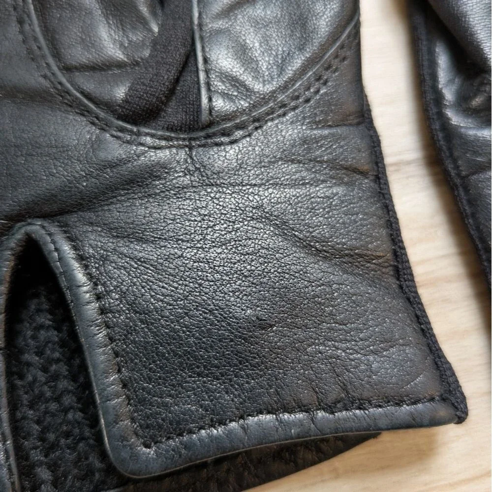 Vintage Genuine Leather Wool Lined Gloves Japan